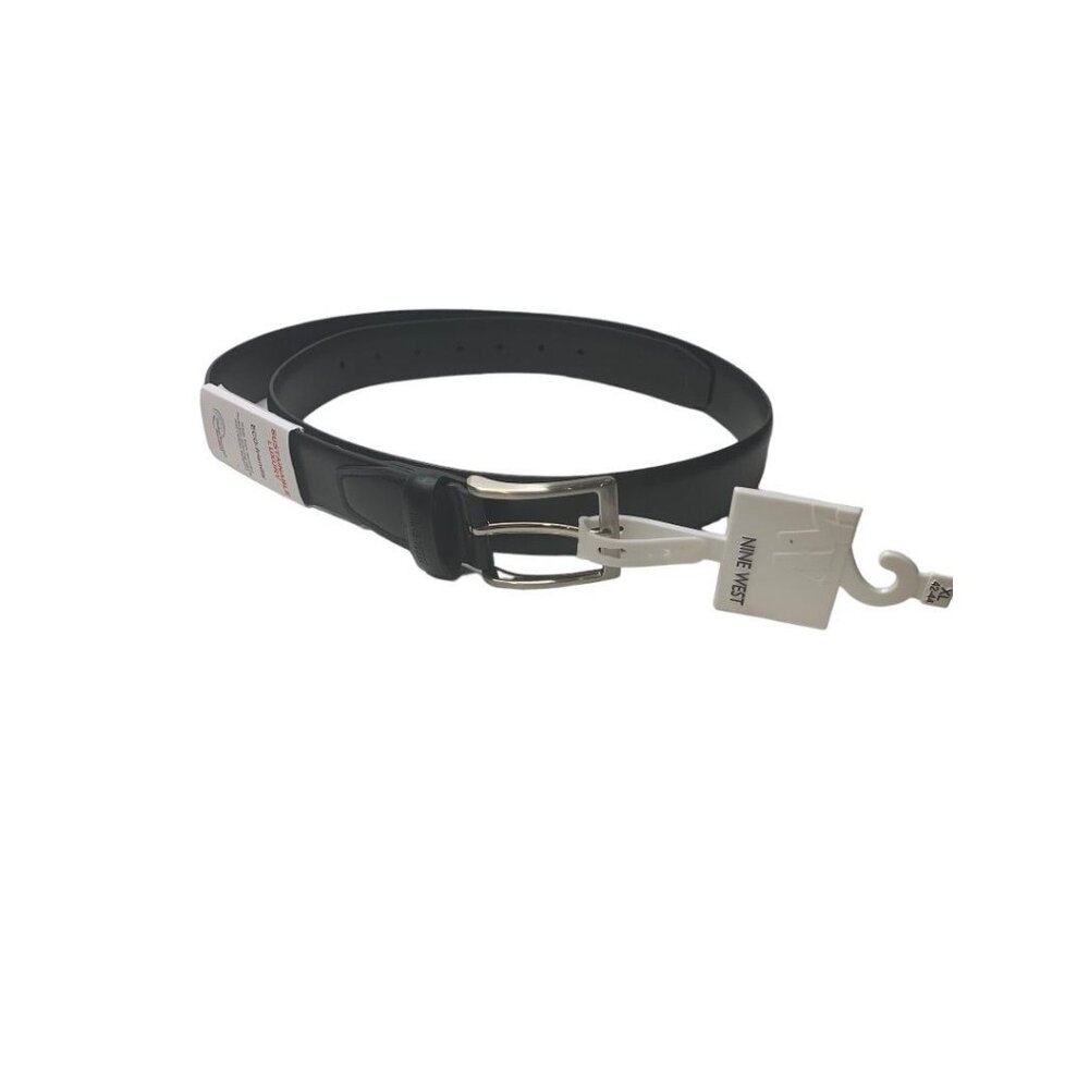 XL 42-44 Nine West Mens New Black  Vegan Leather Belt 1.25" Width